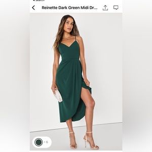 Lulus Reinette Dark Green MIDI Dress Size M. Good condition. Worn once.